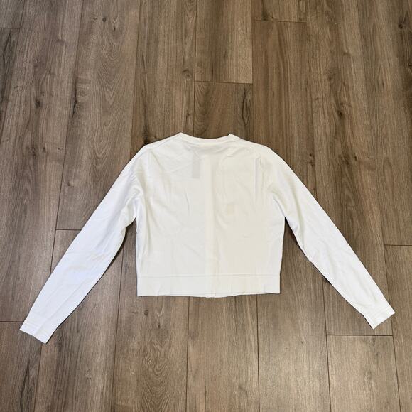 J.Crew New Jackie Cardigan SZ M White Egyptian Cotton Button Up Crewneck Stretch - Picture 6 of 8